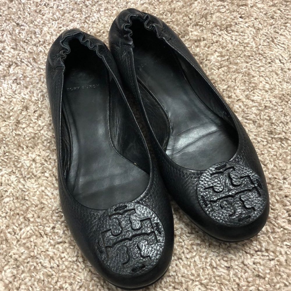 Tory Burch black Reva flats, leather, 9m